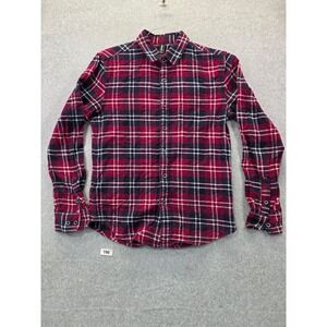Jeanswest Womens Red Navy Plaid Flannel Button Down Shirt Cotton Size S 170/88A